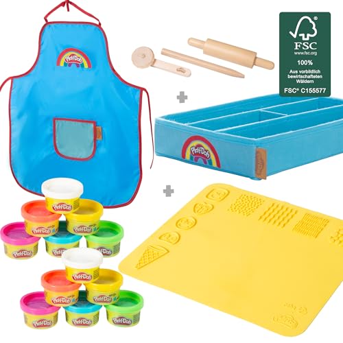 roba x Play-Doh Extra Large Playset, Dough Set including Canvas Box, 3D Creative Mat, 12 Dough Cans, Wooden Tools & Apron - Image 3