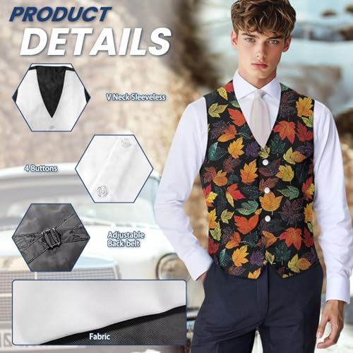 Suit Vest for Men Slim Fit Mens Vests Dress for Party Baqnuet Evening Lightweight Men's Waistcoat With Back Strap 6