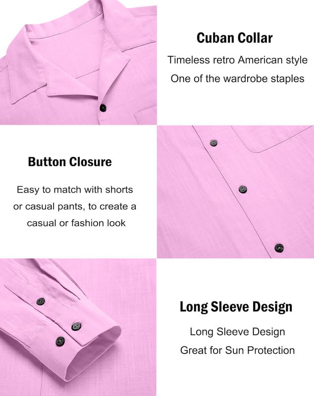 Image of Combo of Men's Casual Cotton Blend Shirt || Long Sleeve Button Down with Spread Collar | Lightweight Breathable Fabric | Stylish Solid Shirt for Beach, Office & Everyday Wear Pack of 2
