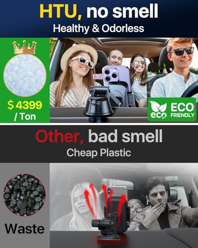[True Military-Grade] Car Phone Holder【2024 Stronger Suction & Clip】 Universal Cell Phone Holder for Car Mount for Dashboard Windshield Air Vent Long Arm Cell Phone Car Mount Thick Case,Black - Thumbnail 3