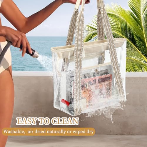 Image of Fammart Clear Bags 12x6x12 Stadium Approved, Jelly Tote Bag for Women with Zipper for Beach Sports Concerts Work