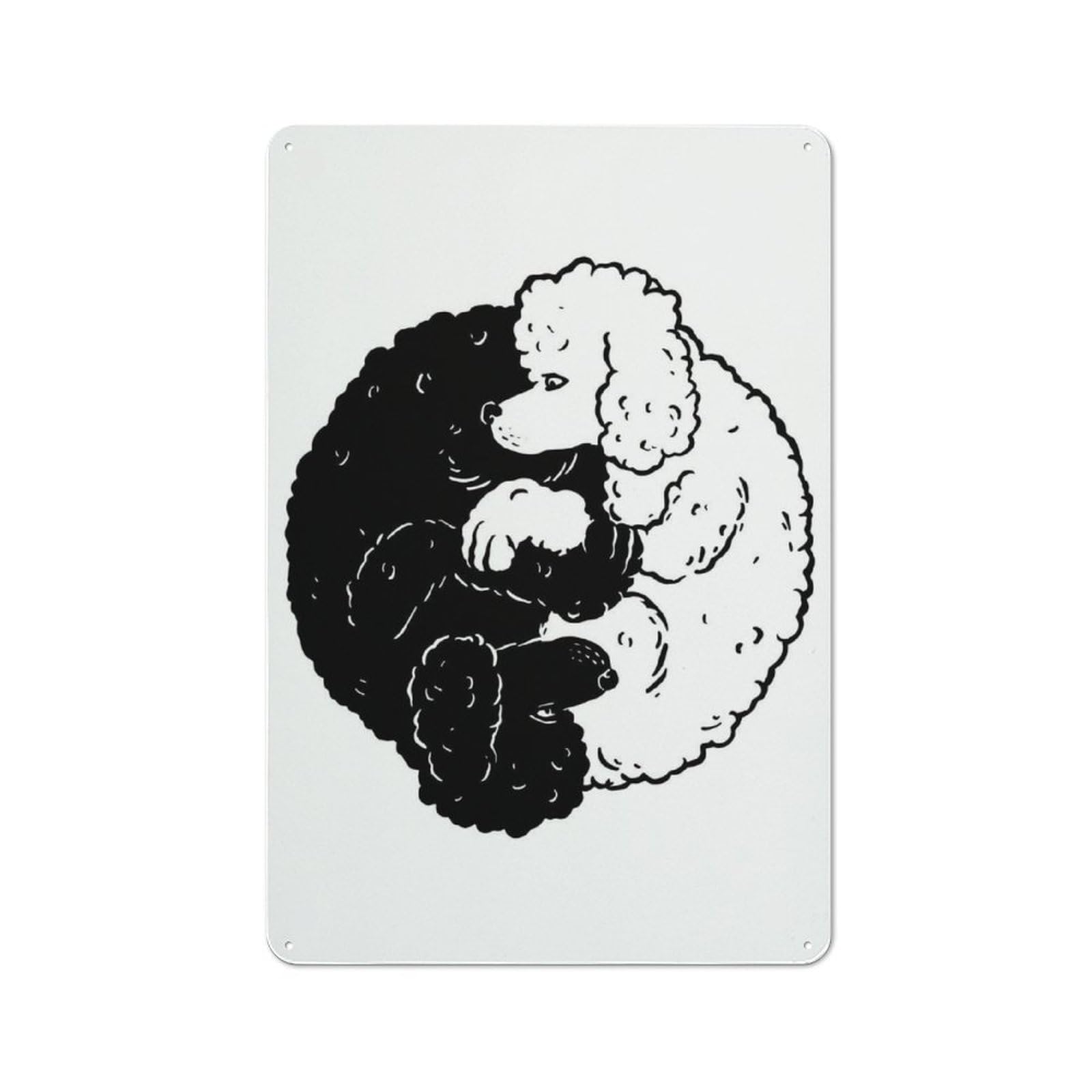Everyday Yin Yang Poodle Dogs Metal Gift Sign 30x20cm, Room Wall Plaque for Home, Shop, Pub Or Studio Wall