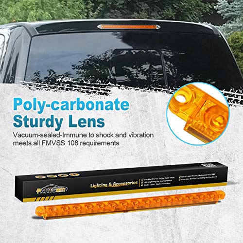 Image of Partsam 2Pcs 12 inch Amber LED Turn Signal Light Bar - Waterproof Sealed Thin 12 Inch Flush Mount Headlight Bezel Light Bar