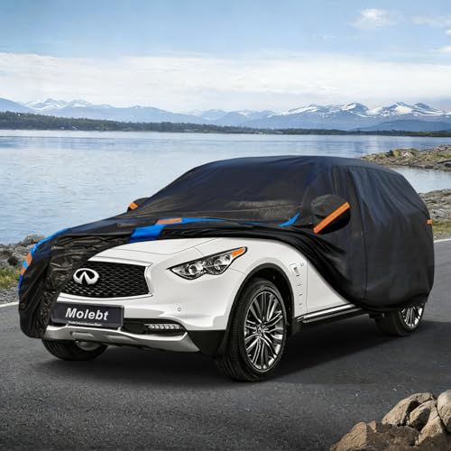 Image of Custom Fit Car Cover for Infiniti QX30, Upgraded Waterproof All Weather Outdoor Auto Cover with Driver Door Zipper & Mirror Pockets, UV /Snow /Dust Protection