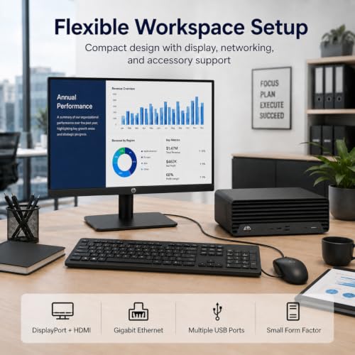 Image of HP Elite 805 SFF Business Desktop, AMD Ryzen 5 (Beat i7-11700T), Ultra-Quiet Design, 32GB DDR5 RAM, 1TB PCIe SSD, Dual 4K Display Support, USB-C, Wi-Fi 6, Keyboard & Mouse, Windows 11