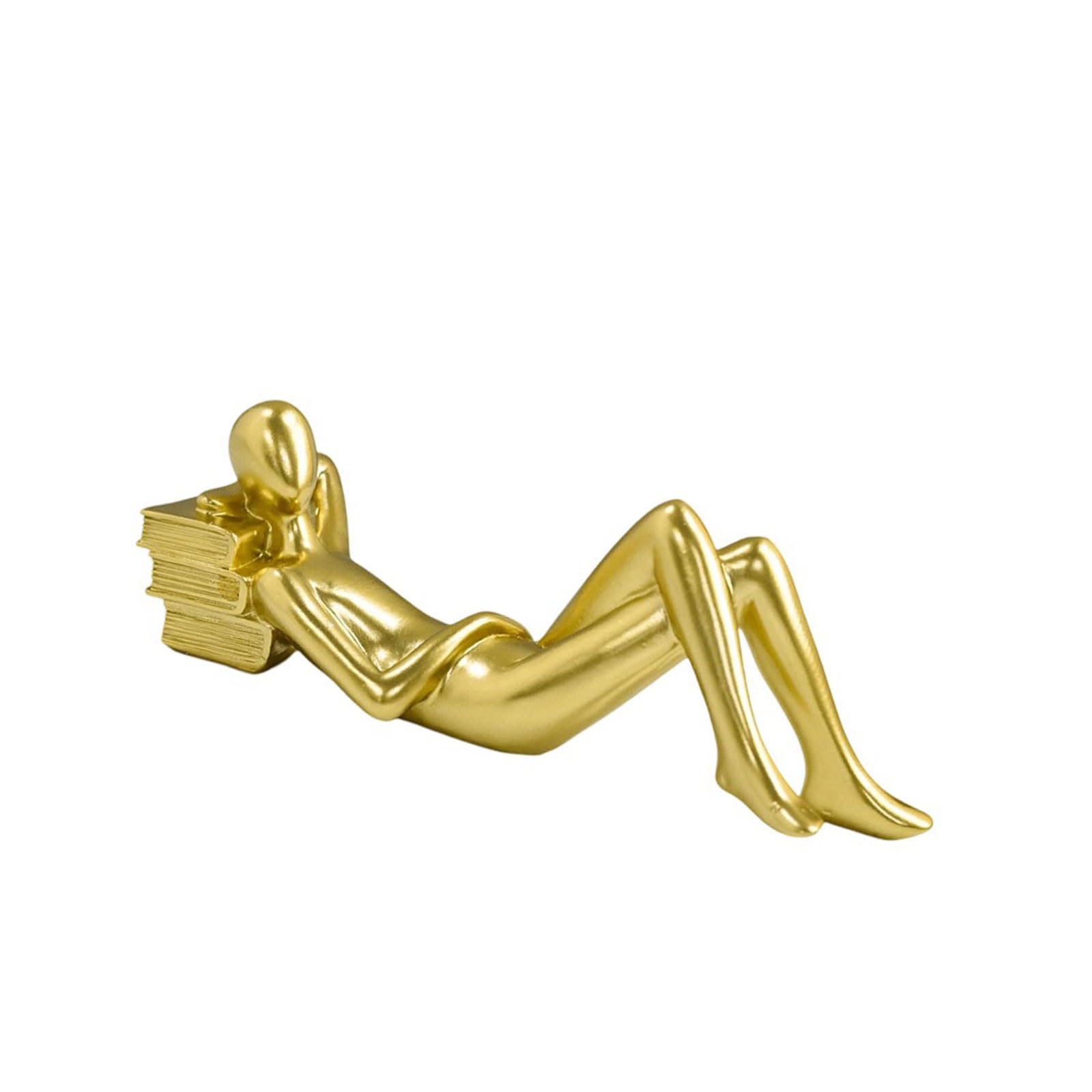 MALSSE Resins Thinking Lady Statue Abstract Reading Women Figurine Sculpture for Bookshelf Decors and Desktop Accent Abstract Decors