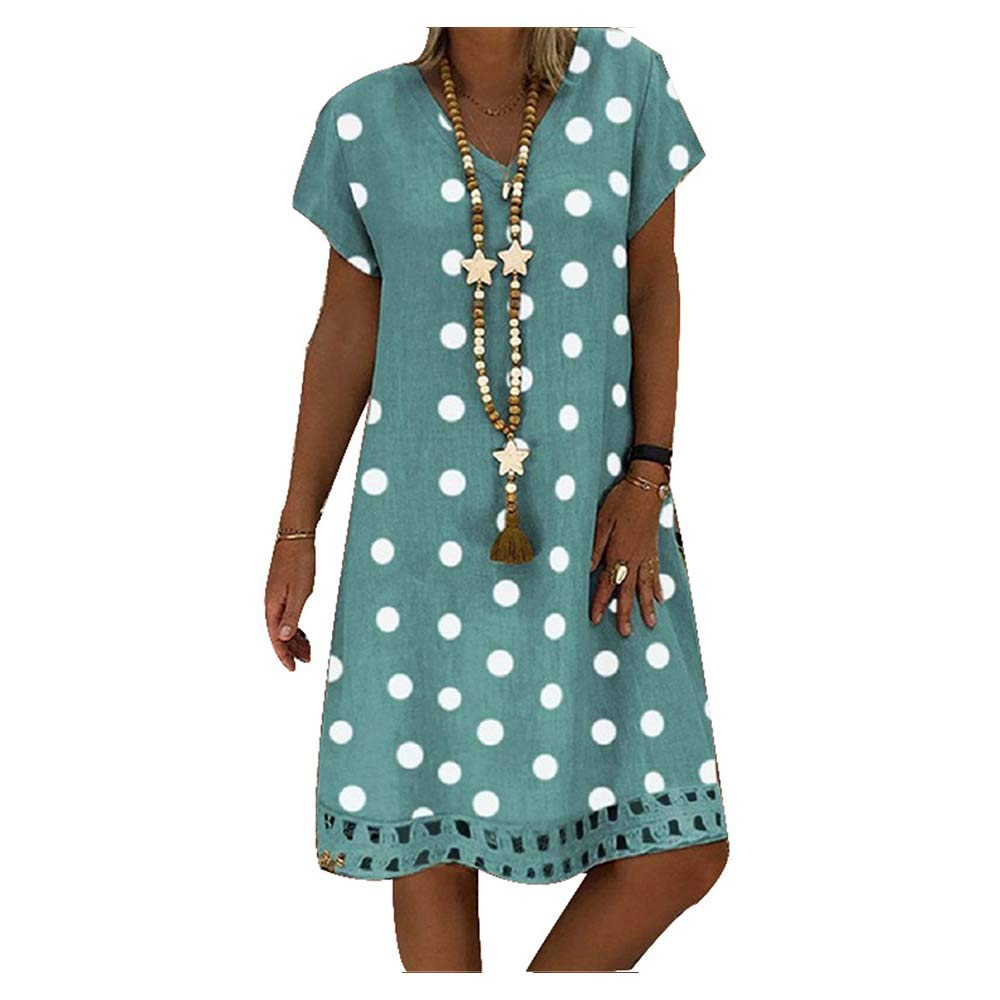 Morbuy Mujer Bohemio Vestido Largo Verano Casual Playa Fiesta Elegante Manga Corta Cuello en V Vestidos Talla Grande S-5XL