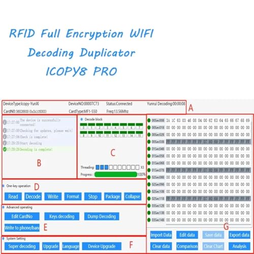 Lecteur de carte d'accès pour décoder un badge perdu copieur ICOPY8 WIFI double fréquence