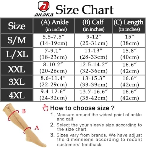 Image of Ailaka Medical 15-20 mmHg Zipper Compression Socks Women Men