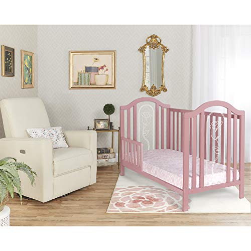 Image of Dream On Me Universal Convertible Crib Toddler Guard Rail in Rose, Compatible with Select Dream On Me Cribs, Crib to Toddler Bed Conversion, Easily Attachable