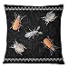 Timingila Nero Cuscino Sap & Blister Scarabeo con Foglie Fodera per Cuscino Decorativo Fodera per Cuscino in Tessuto Stampato 1 Pezzi - 24 x 24 Pollici