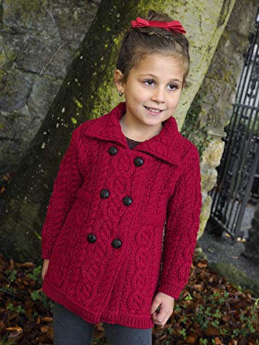 Aran Crafts Kid's Irish Cable Knit Soft Double Breasted Coat (100% Merino Wool)3
