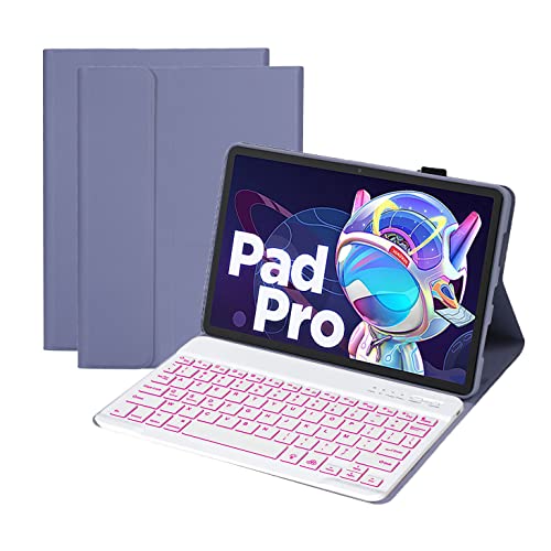Étui Clavier pour Lenovo Tab M10 FHD Plus (2E Génération) 10.3 Pollici (Modèle : TB-X606F/X606X), Clavier Français AZERTY, Clavier Bluetooth Rétroéclairé Détachable Magnétiquement,Violet Cover