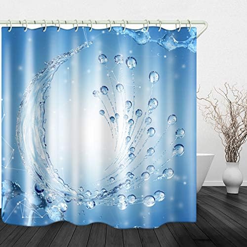 JINYAO Water Splash Print Waterproof Fabric Shower Curtain for Bathroom Home Decor Covered Bathtub Curtains Liner Includes with Hooks 71 x 71 Inches