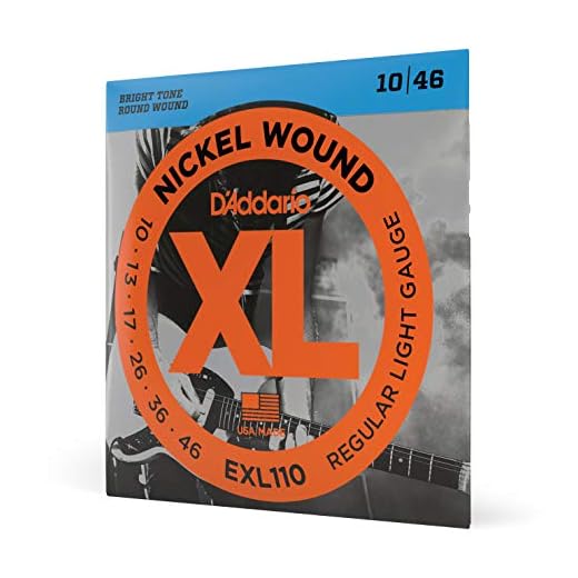 D'Addario EXL110 Cuerdas de Guitarra Eléctrica Entorchadas en Níquel, Regular Light, 10-46, 10-46, Regular Light, 1-Pack