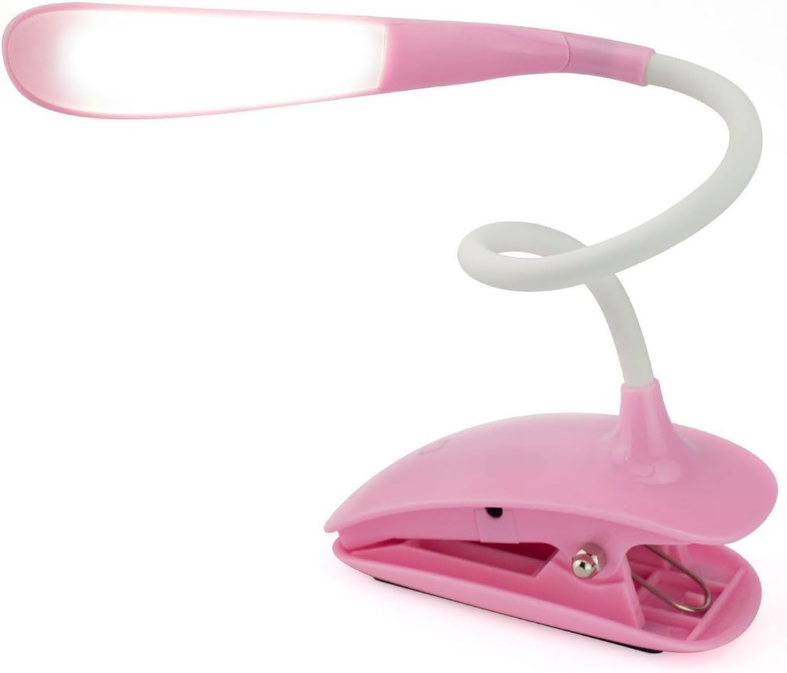 HandAcc Clip Desk Lamp Dimmable LED USB Reading Light with Sturdy Gooseneck for Desk, Bed Headboard and Computers(Pink)