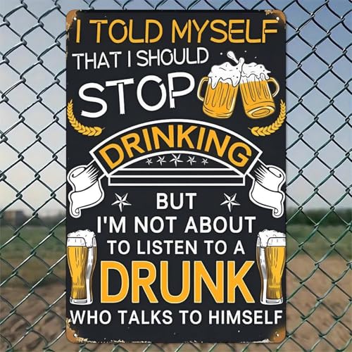 Beer Mugs Clinking A Toast Self Deprecating Humor Rustic Aluminum Wall Art & Metal Tin Sign - 8x12in Vintage Indoor Outdoor Decor for Home, Office, Cafe, Yard & Garden，Farm