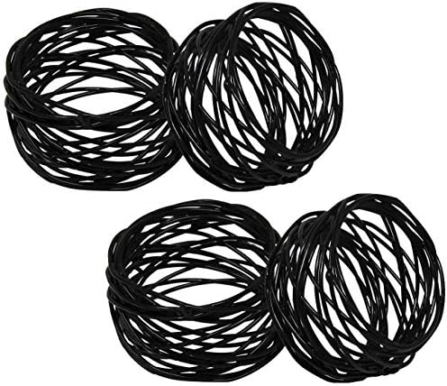 SKAVIJ Handmade Napkin Rings Set of 4 For Everyday, Dining Table Decoration (Black)
