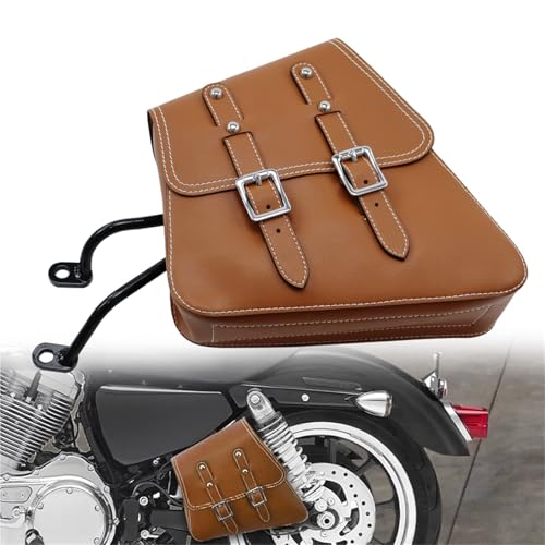 Sacoche de moto marron avec support rigide anti-frottement pour Harley Davidson Sportster XL
