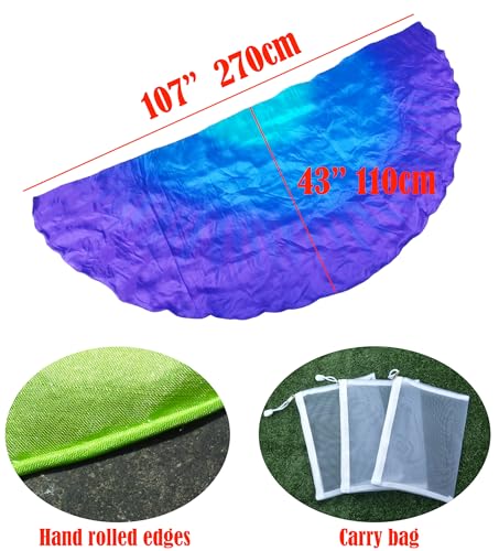 Winged Sirenny Pairs of Half Circle 6mm Lightweight Real Silk Veils for Belly Dance –Hand Painted Semi-Circular Veil for Spinning & Double Veil Routines2