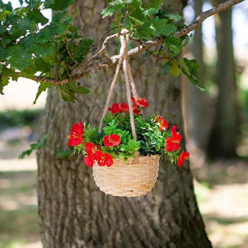Garden Mile® Cesti artificiali da giardino da appendere in varie dimensioni, ornamentali per esterni e interni, montaggio a parete, con catenella, in filo di iuta verde, rivestimento in cocco