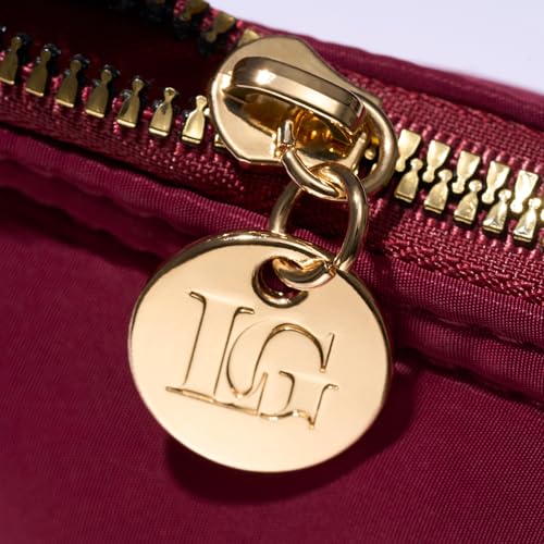 LAURA GELLER NEW YORK Quilted Makeup Bag with Brush Case, Burgundy - Toiletry Bag Organizer for Travel - Large Capacity Full Size Makeup Bag - Easy to Clean4