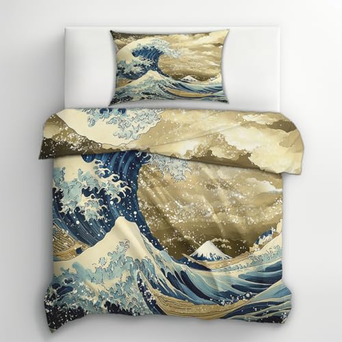 Housse de couette 140x200 japonais réversible avec fermeture éclair