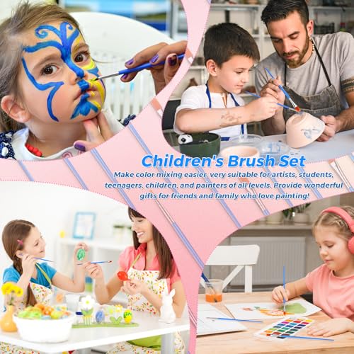 Image of 162 Pcs Paint Brushes Bulk, Round Flat Tip Acrylic Paint Brushes Set for Kids Classroom Crafts Oil Watercolor Canvases Face Painting Touch Up