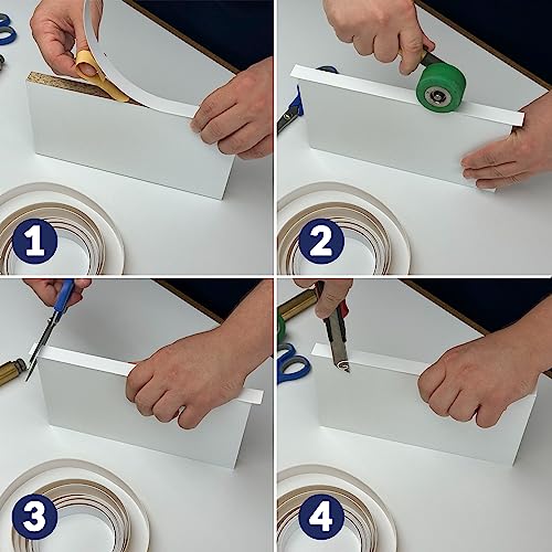 Image of White PVC 2 inch x 50 ft Edge Banding Tape Peel Stick Adhesive Edging Veneer Trim Flexible Vinyl Strip Molding Wood Cabinet Laminate Shelf Furniture Countertop Formica Plywood Board Repair