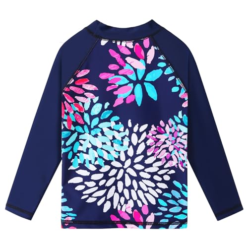 Image of TFJH E Girls Long Sleeve Two Piece Rash Guard Set UPF 50+ 3-13 Y | Stretchy & quick-dry fabric, breathable & lightweight, UPF 50+ sun protection, ideal for pool beach vacation