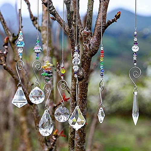 H&D Hyaline & Dora Set 7 Crystal Rainbow Suncatcher Glass Bead Chain Fengshui Hanging Pendant For Window Garden Party thumb #4