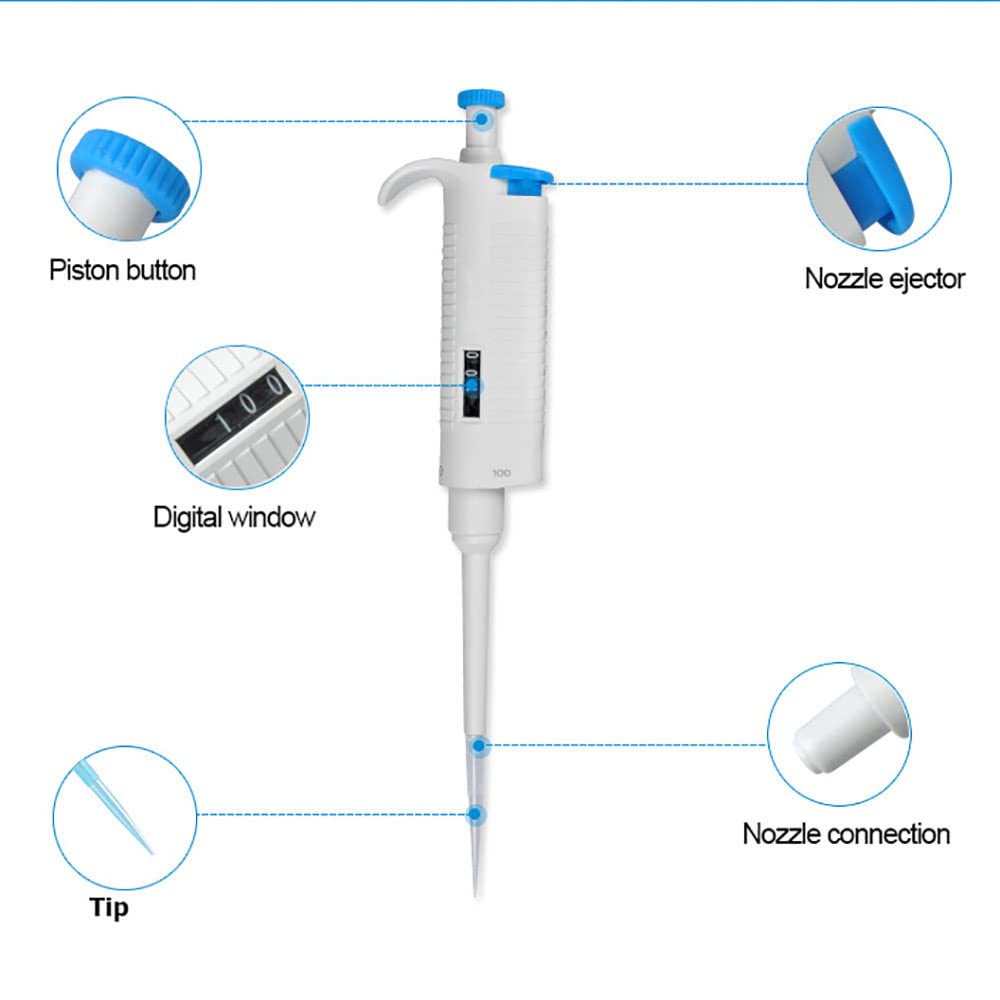Mikropipette, Einkanalpipette, Einstellbar 0,5ul-10ml, vollautoklavierbare Laborausrüstung für Forschung