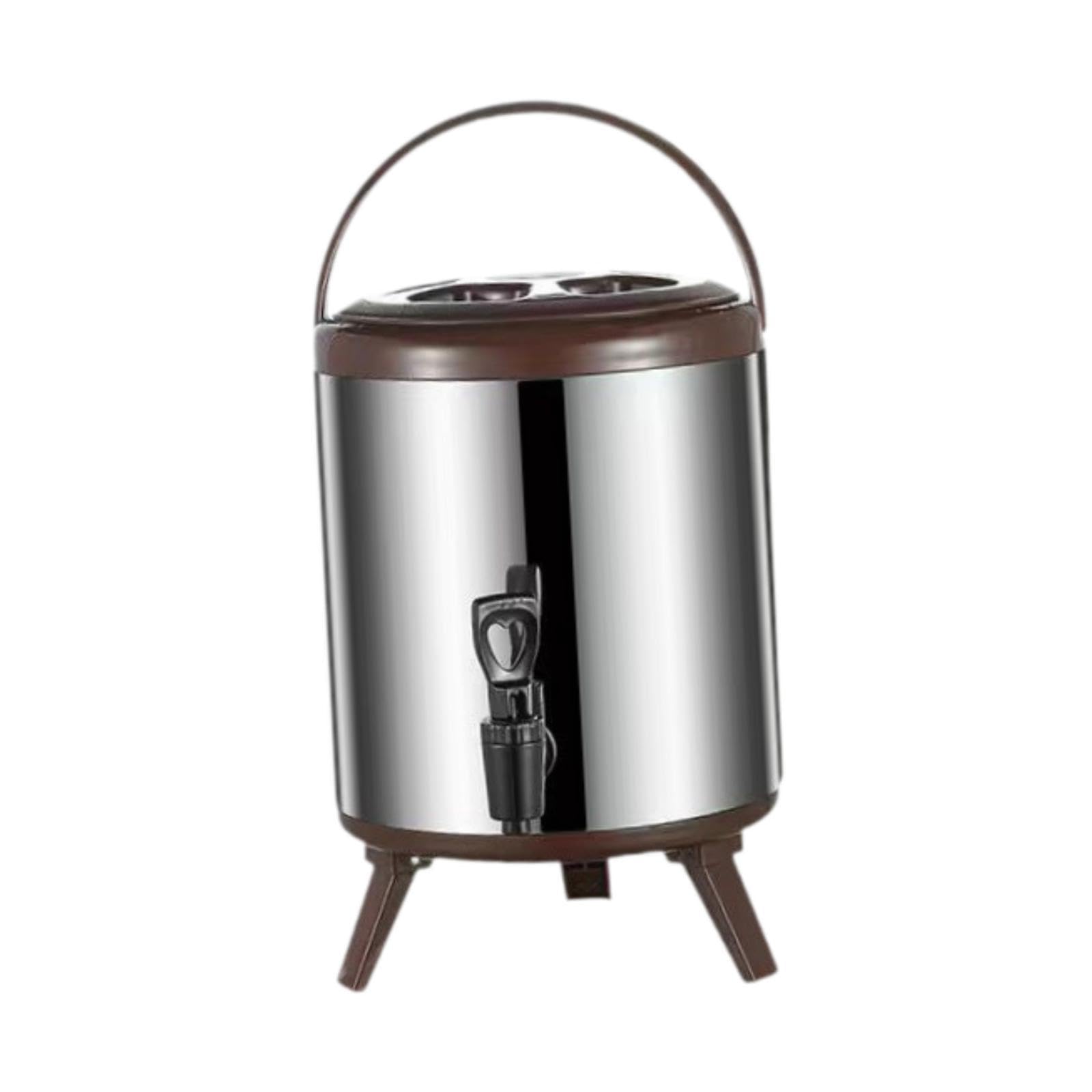 Dispensador de Bebidas Frías Y Calientes con Barril Aislado de Doble Pared, Cubo Multifuncional para Leche Y Zumo, Recipiente de Acero Inoxidable, 10 litros