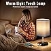 Bedside Lamps Set of 2 - Touch Lamps with USB-C+A Charging Ports, 3-Way Dimmable Table Lamp for Bedroom Living Room with Grey Fabric Shade (Bulbs Included)