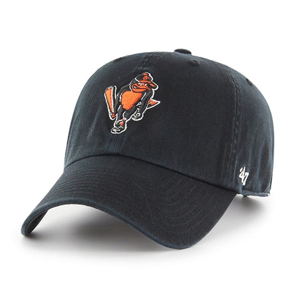 4747 Baltimore Orioles Cooperstown Clean Up Dad Hat Baseball Cap - Black, One Size, Black, One size