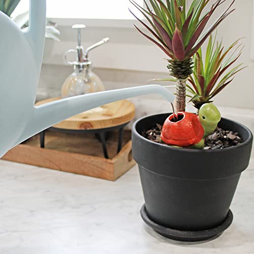 Esterno Turtle Self-Watering Spikes (3-Pack); Terracotta Clay Plant Auto-Watering Stakes, Turtle-Shaped