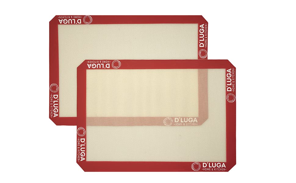 D'Luga Juego de 2 alfombrillas antiadherentes de silicona para hornear