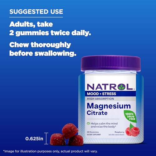 Natrol Magnesium Citrate, High Absorption Magnesium Supplement for Mood and Stress, Helps Calm The Mind and Relax The Body, 60 Raspberry-Flavored Gummies, Up to a 30 Day Supply - image 6
