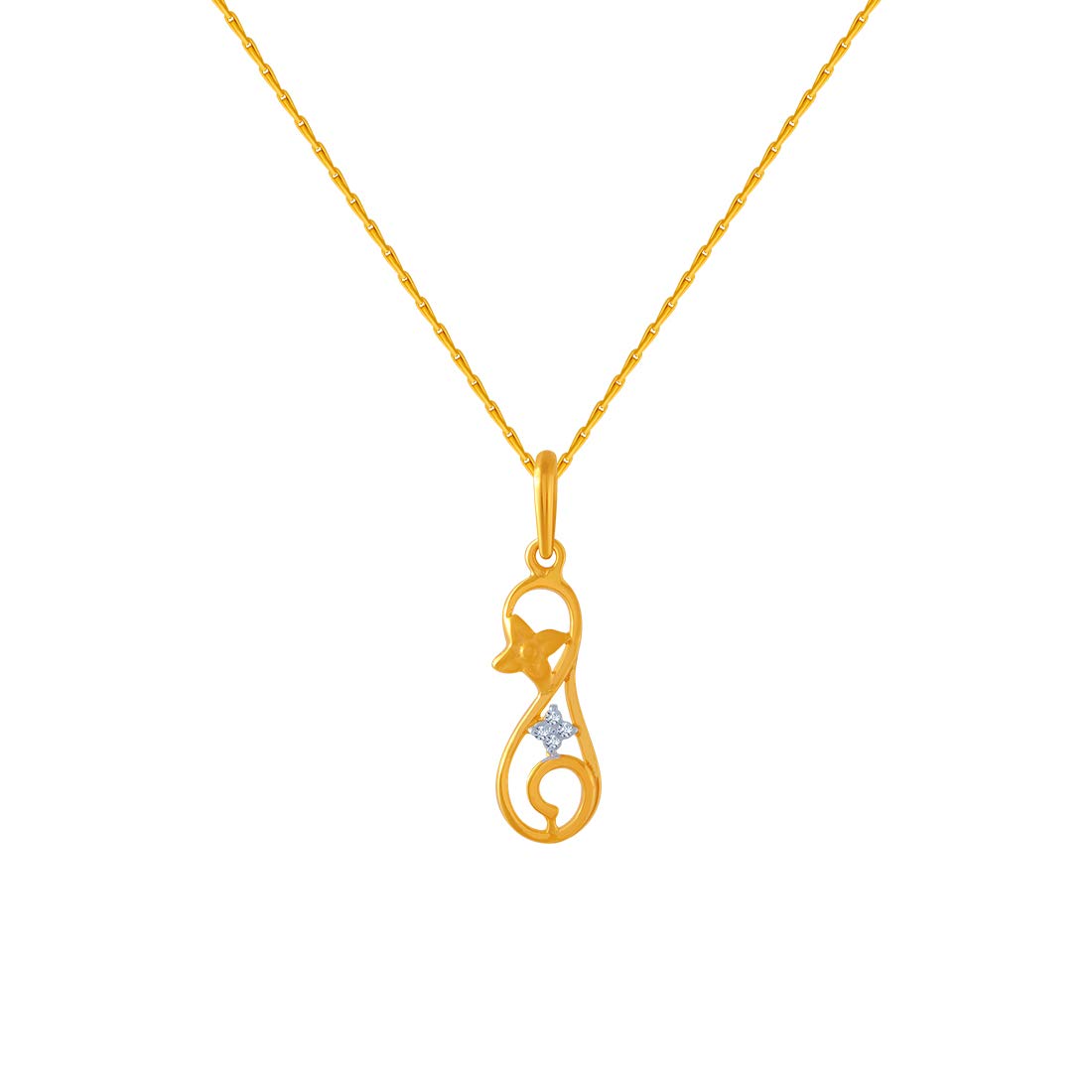 p.c. chandra jewellers 14k (585) Yellow Gold and American Diamond Pendant for Women-picture-35