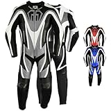 German Wear Einteiler Motorradkombi Motorrad Lederkombi aus Rindsleder echtleder Kombi, Größe:52/L, Farbe:Grau