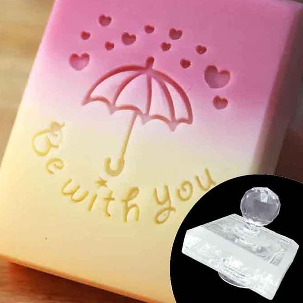 Hsioluted Day Soap Stamp Soap Embossing Stamp Love Heart Pattern Natural Chapter with Handle for Acrylic