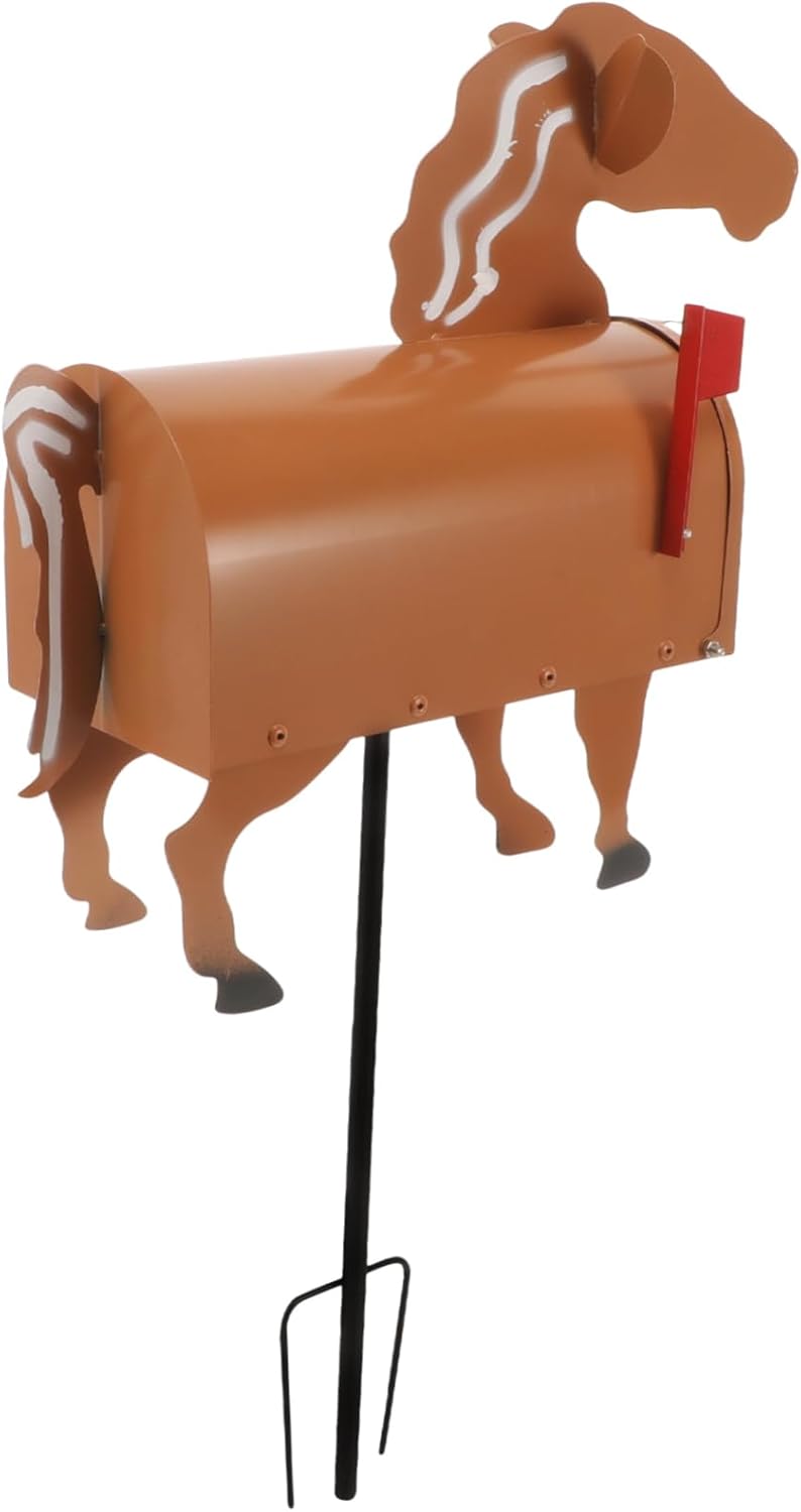 STOBOK Farmhouse Style Mailbox Adorable Horse Shaped Mailbox Outdoor Decor Mail Box