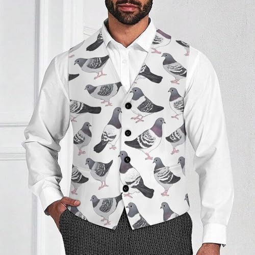 Pigeon Pattern Trendy Vest Suit for Men V Neck Formal Dress Waistcoat Vests Business Slim Fit4