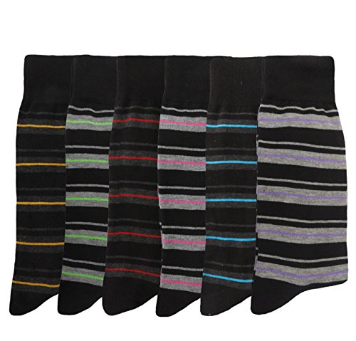MENS DRESS SOCKS STRIPE DESIGN FORMAL NOVELTY COOL CREW FASHION DESIGNER SOCKS SIZE 10-13 (6-PAIRS)2