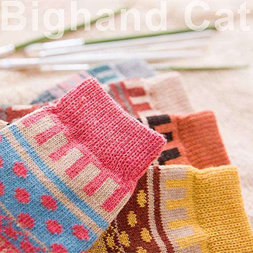 Image of IIG 5 Pairs Women's Vintage Style Thick Wool Warm Winter Crew Socks