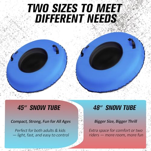 ZEALFEEL Snow Tube, 2 Person 48'' Snow Tubes with Commercial Grade Cover for Kids & Adults, Inflatable Heavy Duty Snow Sled Thickened Hard Bottom with Detachable Tow Strap, Sleds Winter Gifts for Boys by ZEALFEEL - Image 8