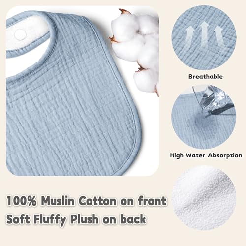 Image of Susurration Muslin Baby Drool Bibs 10Pack Soft Square Adjustable Bandana Bibs for Unisex Baby Girls & Boys