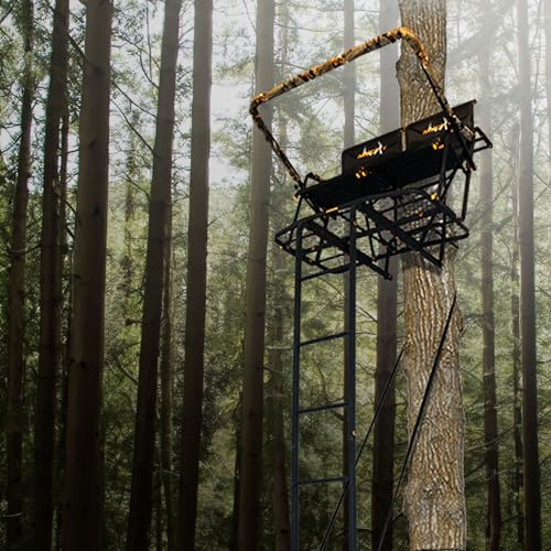 Image of MUDDY The Rebel 2.5 Deer Hunting Ladderstand, 17 Foot 2 Person Climbing Tree Stand with Flex-Tek Seat, Armrests, Shooting Rail, & 45 inchW X 30 inchD Platform