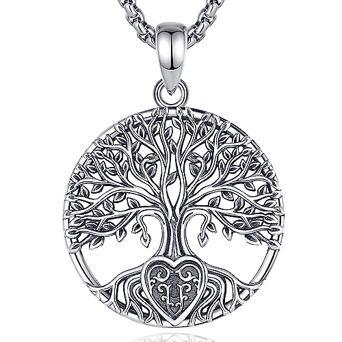 AEONSLOVE Lebensbaum Kette Wikinger Yggdrasil Baum des Lebens Halskette Silber 925 Damen Herren Nordisch Wikinger Anhänger Talisman N ordischer Schmuck Männer Frauen