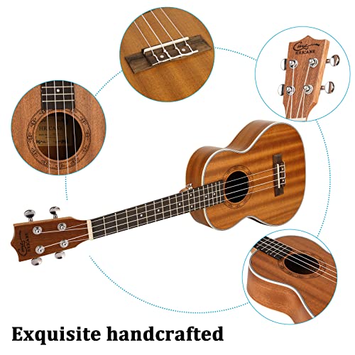 Image of Concert Ukulele 23 inch UKS-2, 4 Strings Ukeleles For Beginners, Sapele Hawaiian Ukele with Ukulele Case and Ukele String Set